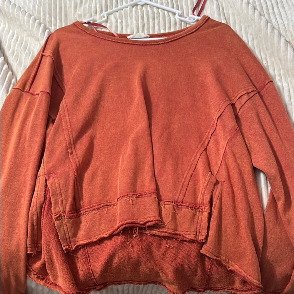 Rust Orange Distressed Sweatshirt
